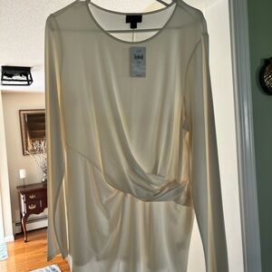 J. Jill Cream Asymmetrical Tie Front Tunic